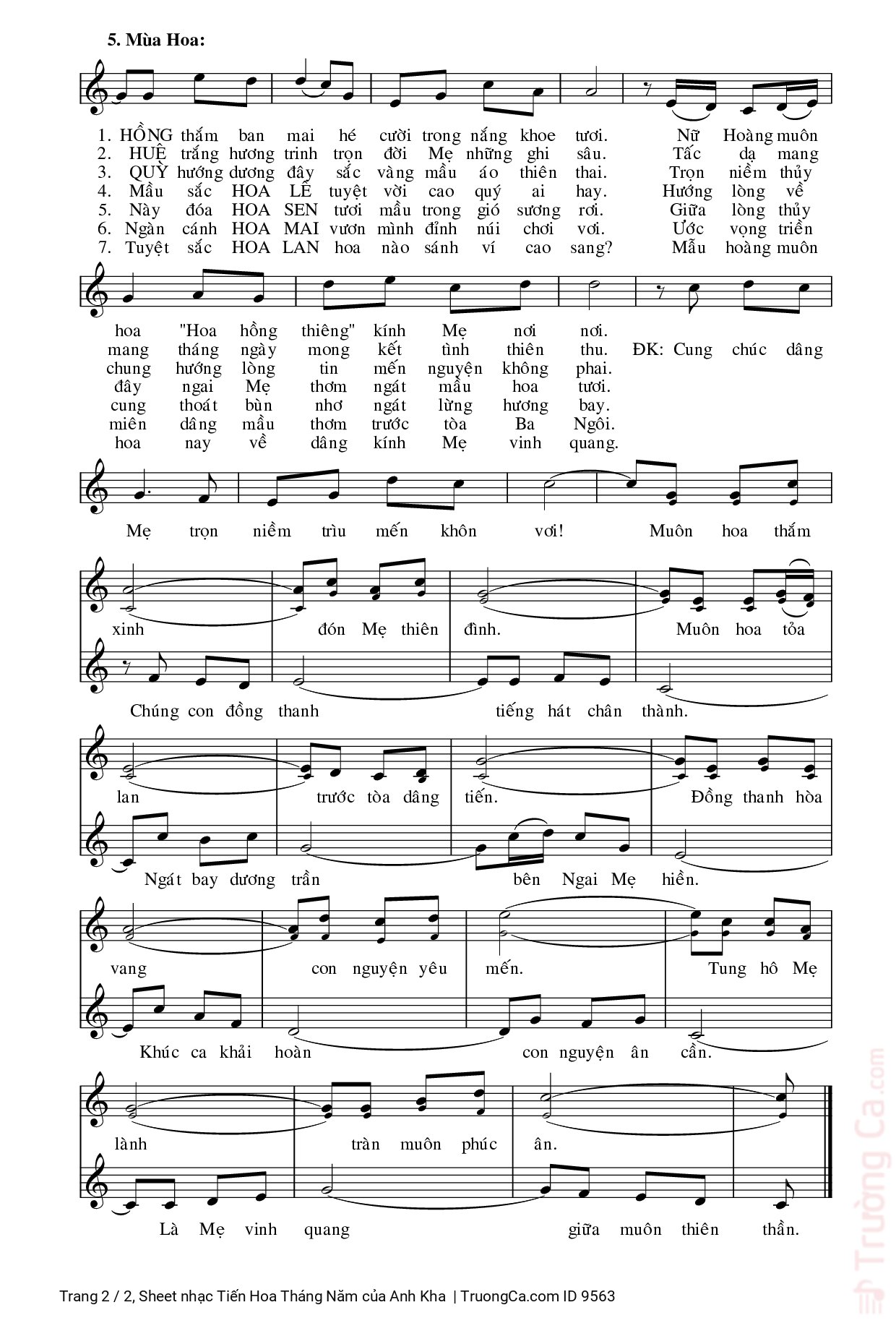 Page 2 of Sheet music PDF Tiến Hoa Tháng Năm - Anh Kha
