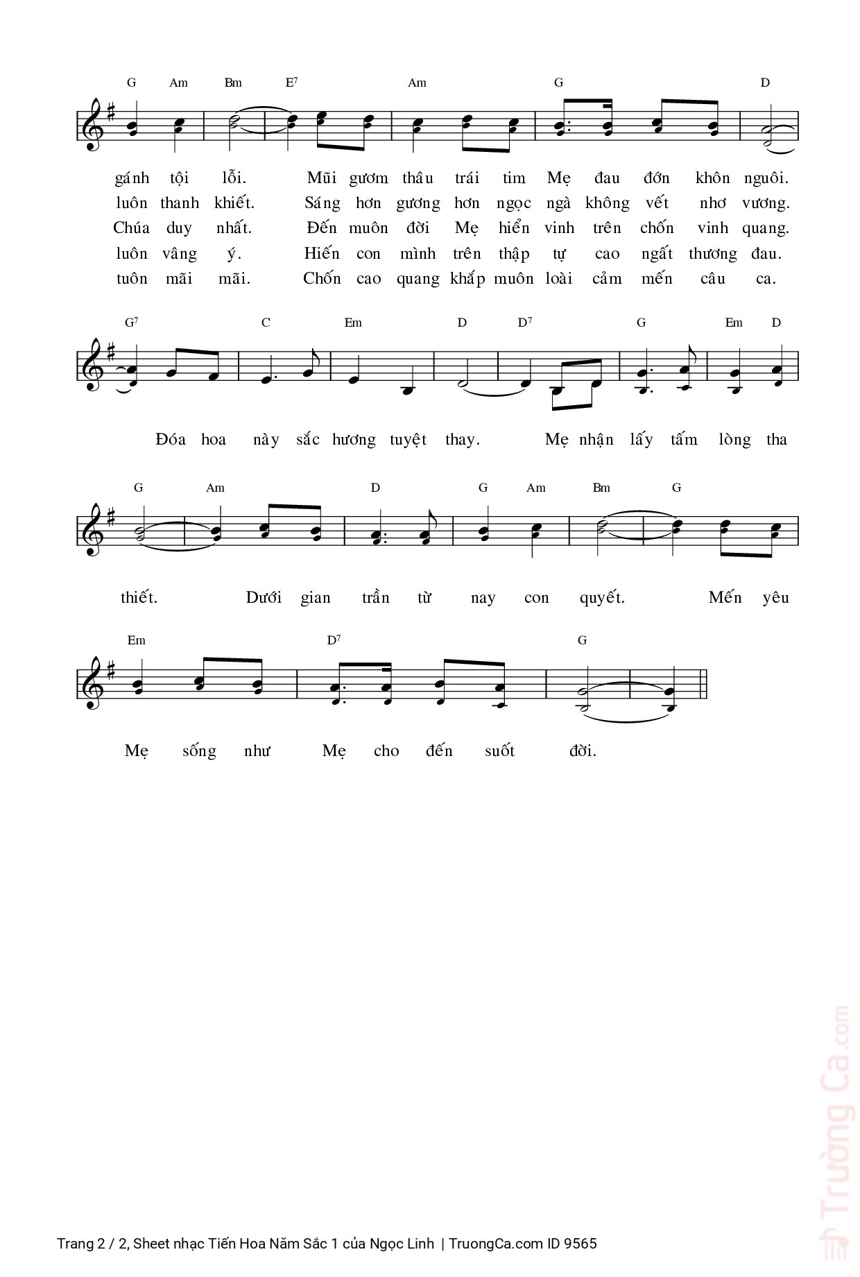 Page 2 of Sheet music PDF Tiến Hoa Năm Sắc 1 - Ngọc Linh