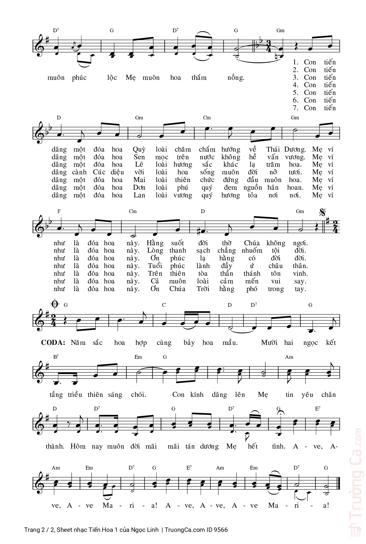 Page 2 of Sheet music PDF Tiến Hoa 1 - Ngọc Linh