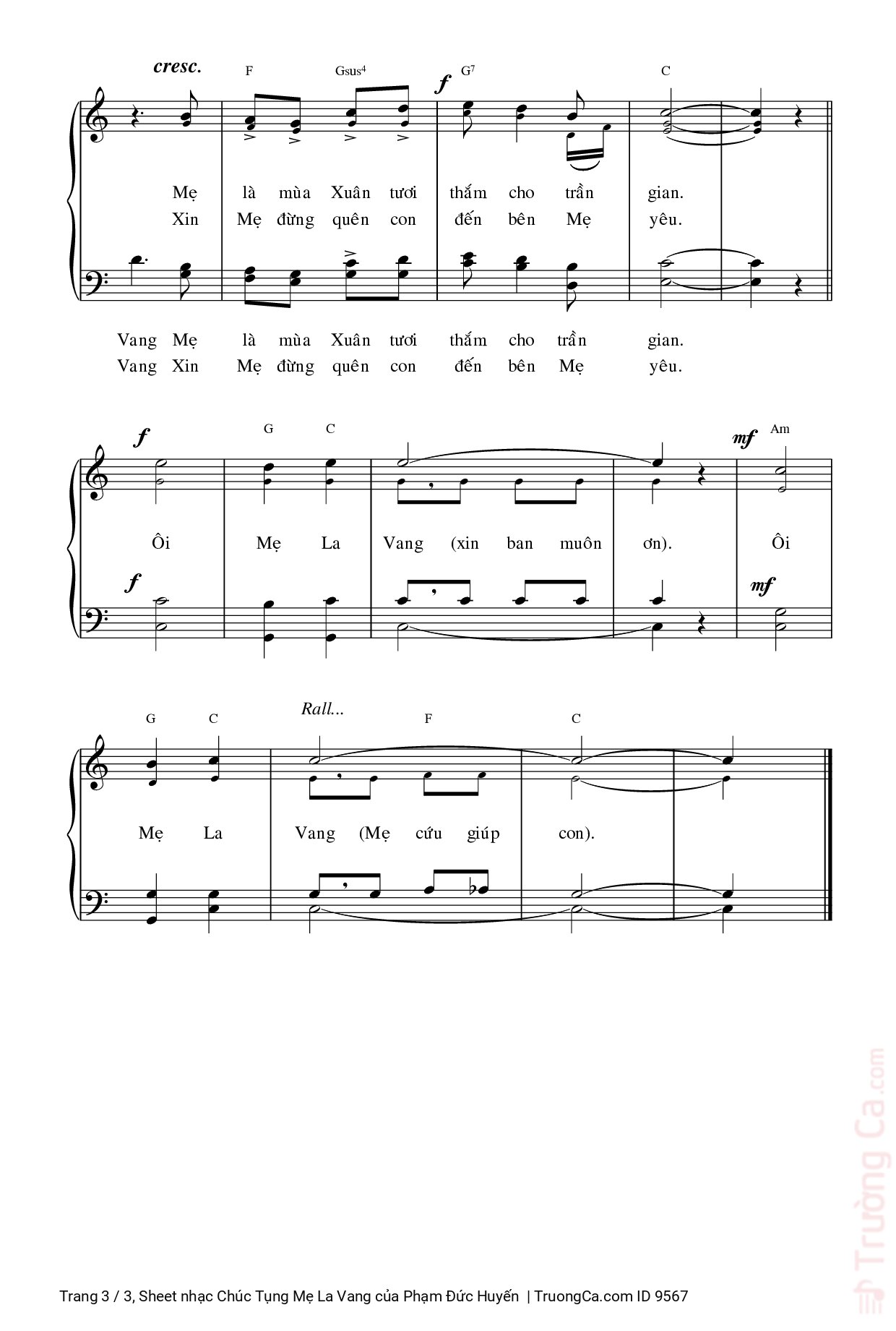 Page 3 of Sheet music PDF Chúc Tụng Mẹ La Vang - Phạm Đức Huyến