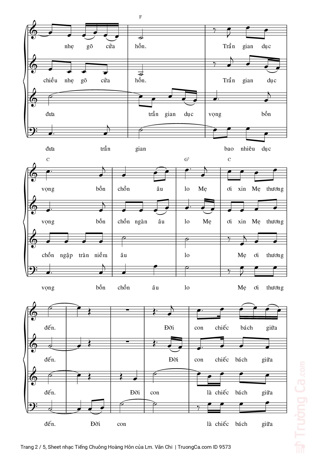 Page 2 of Sheet music PDF Tiếng Chuông Hoàng Hôn - Lm. Văn Chi