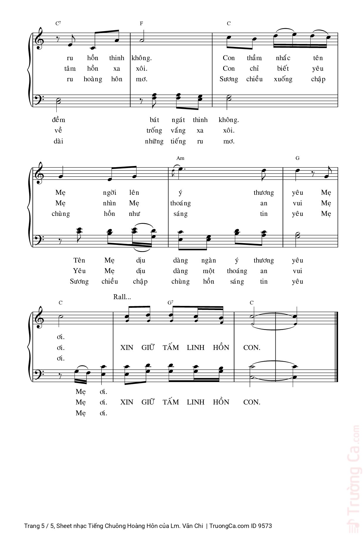 Page 5 of Sheet music PDF Tiếng Chuông Hoàng Hôn - Lm. Văn Chi