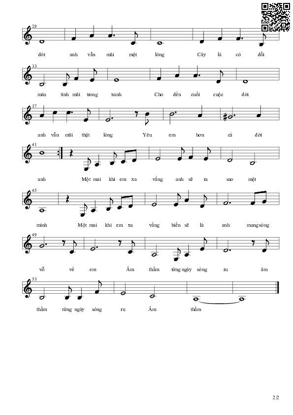 Page 2 of Sheet music PDF Cho đến cuối cuộc đời - Trúc Hồ