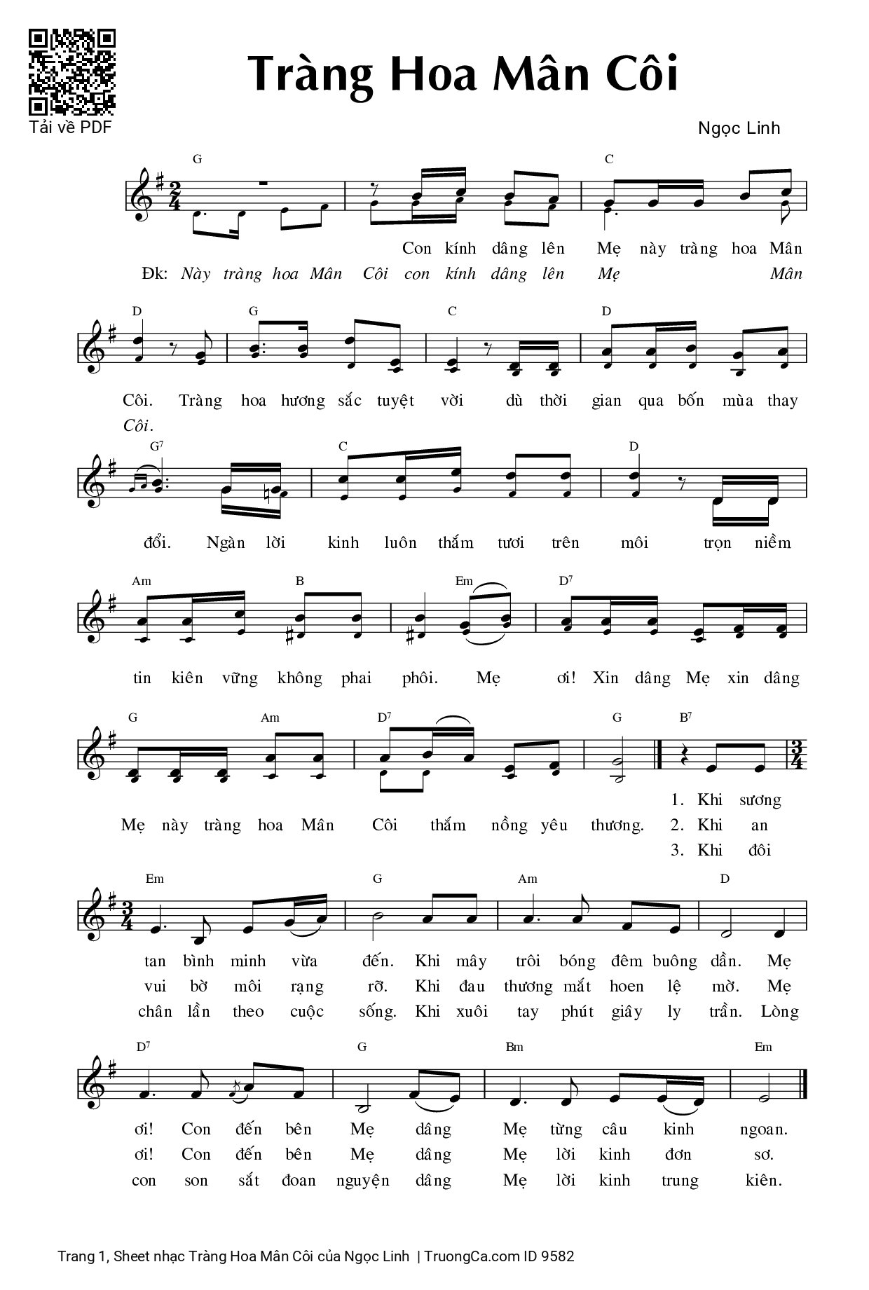 Sheet PDF of Tràng Hoa Mân Côi