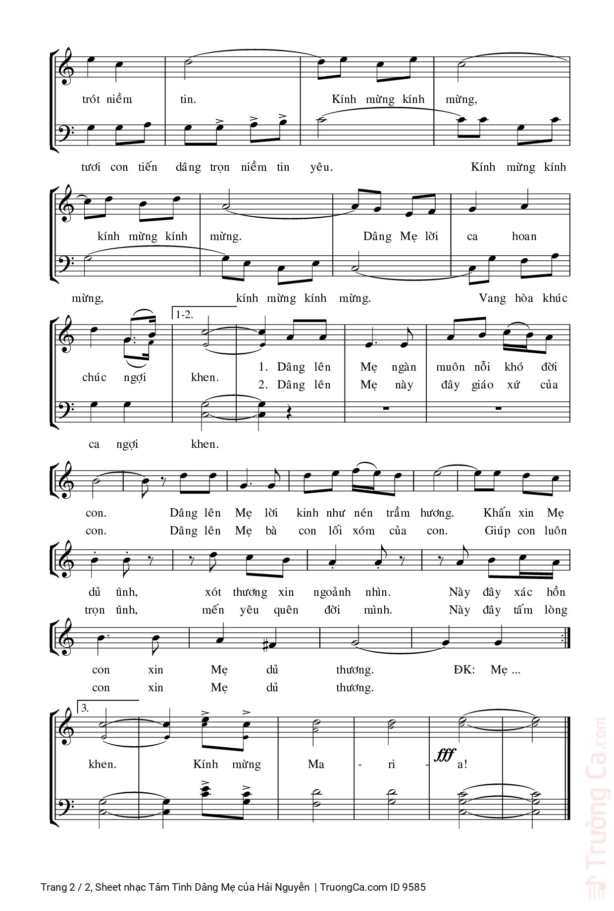 Page 2 of Sheet music PDF Tâm Tình Dâng Mẹ - Hải Nguyễn