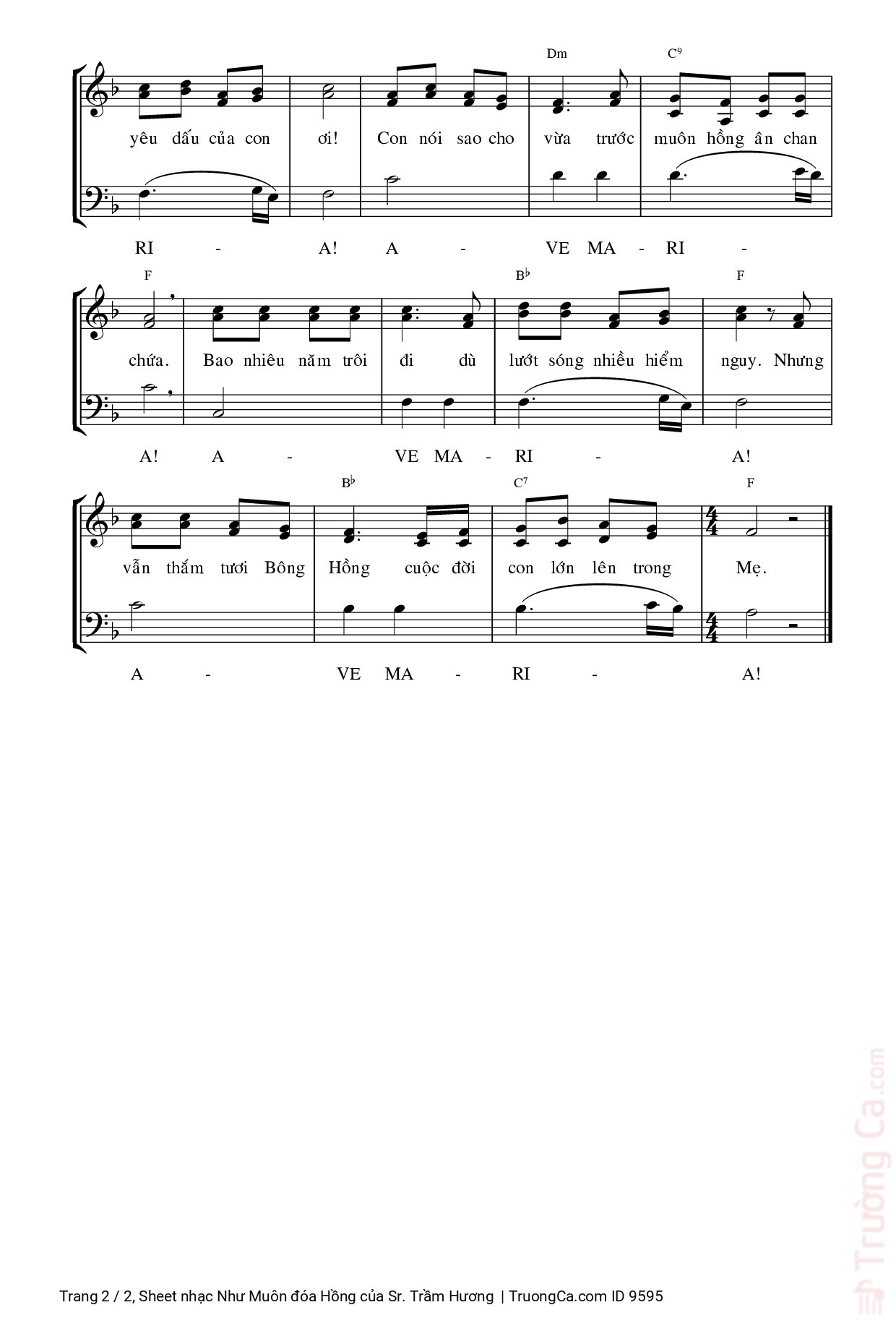 Page 2 of Sheet music PDF Như Muôn đóa Hồng - Sr. Trầm Hương