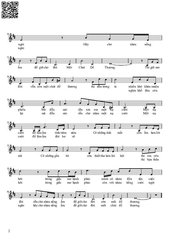 Page 2 of Sheet music PDF Cho đời chút dễ thương - Lê Khắc Bình