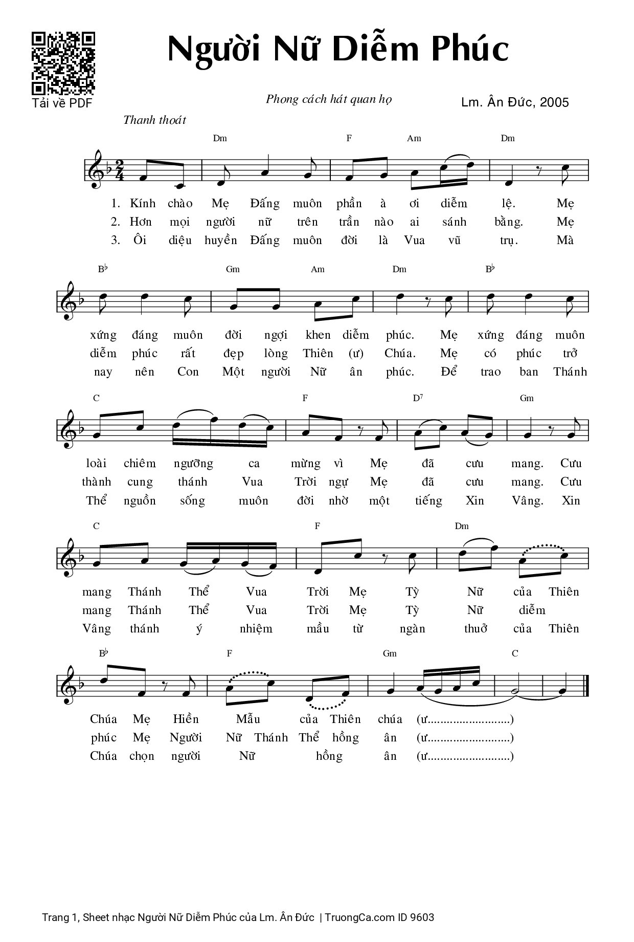 Sheet PDF of Người Nữ Diễm Phúc