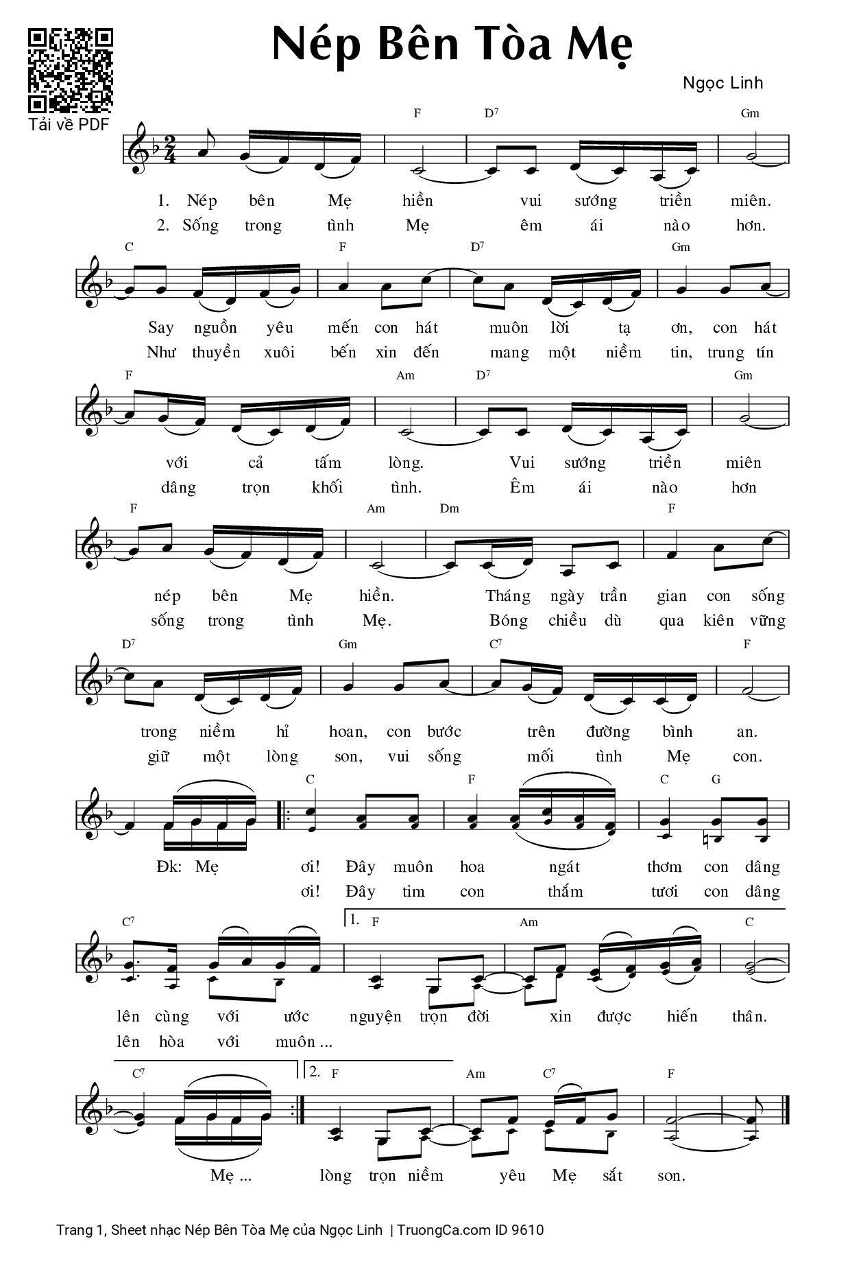 Sheet PDF of Nép Bên Tòa Mẹ