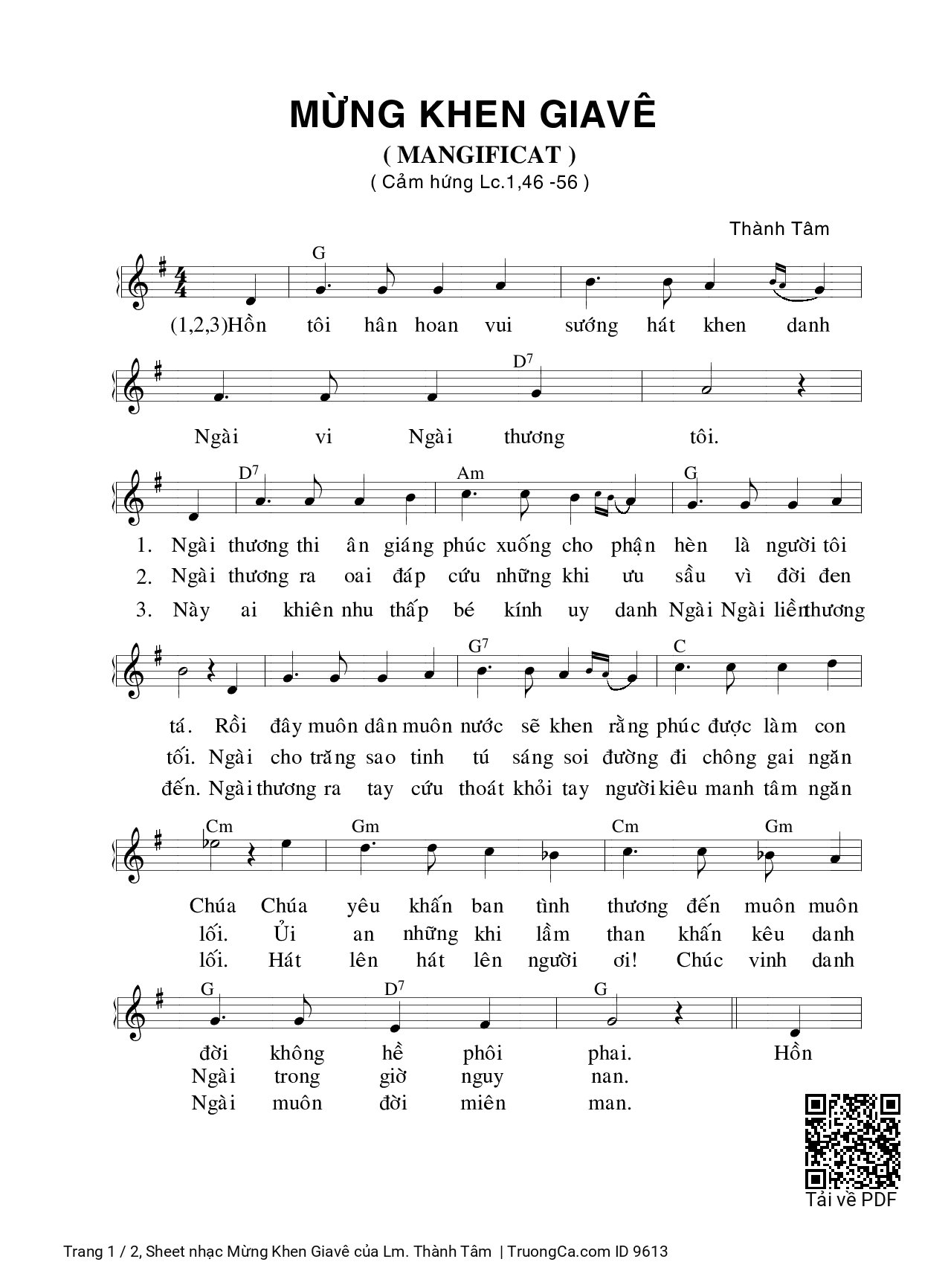 Sheet PDF of Mừng Khen Giavê