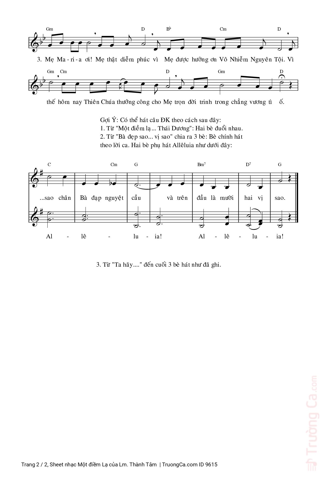 Page 2 of Sheet music PDF Một điềm Lạ - Lm. Thành Tâm