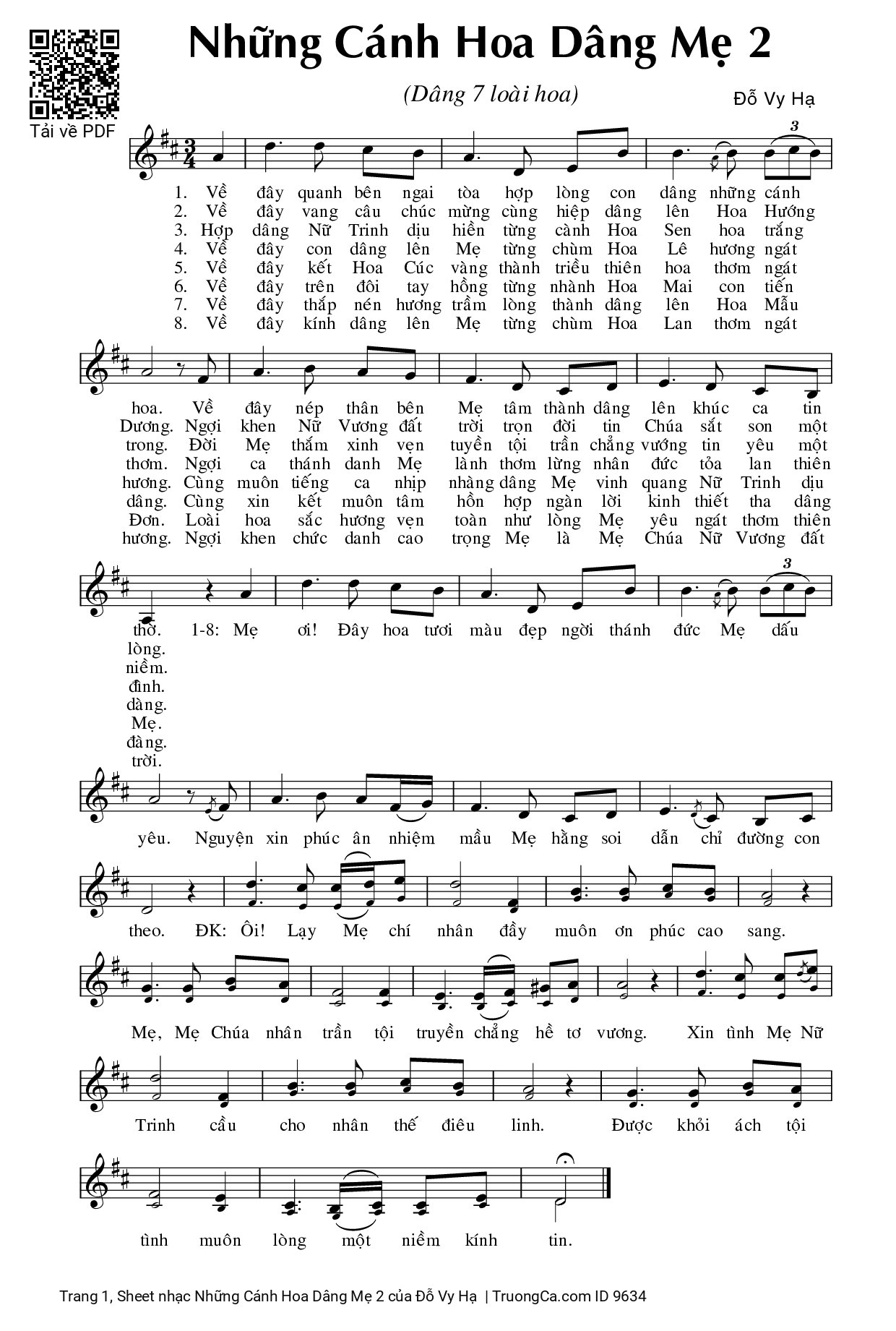 Sheet PDF of Những Cánh Hoa Dâng Mẹ 2