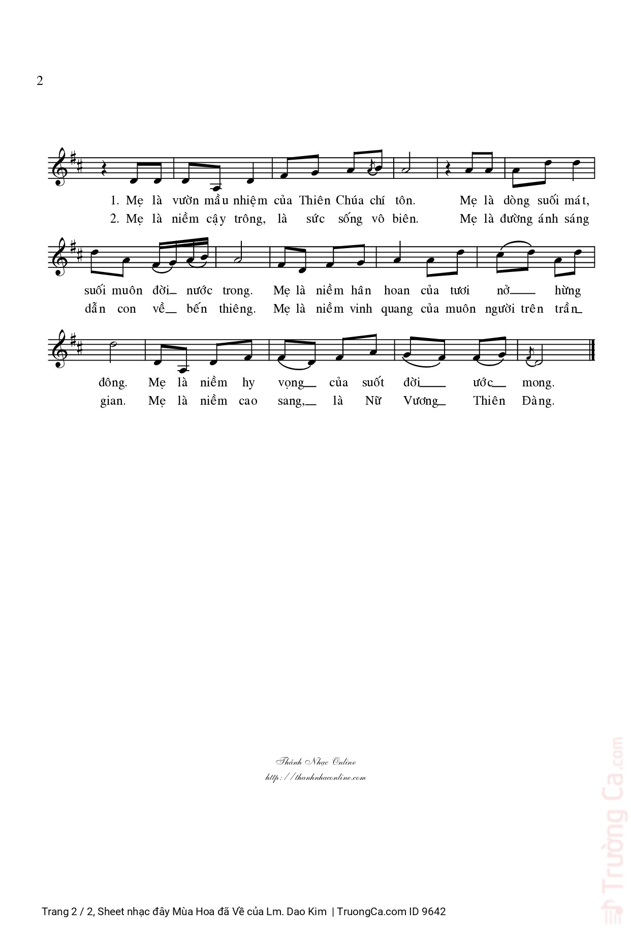 Page 2 of Sheet music PDF đây Mùa Hoa đã Về - Lm. Dao Kim