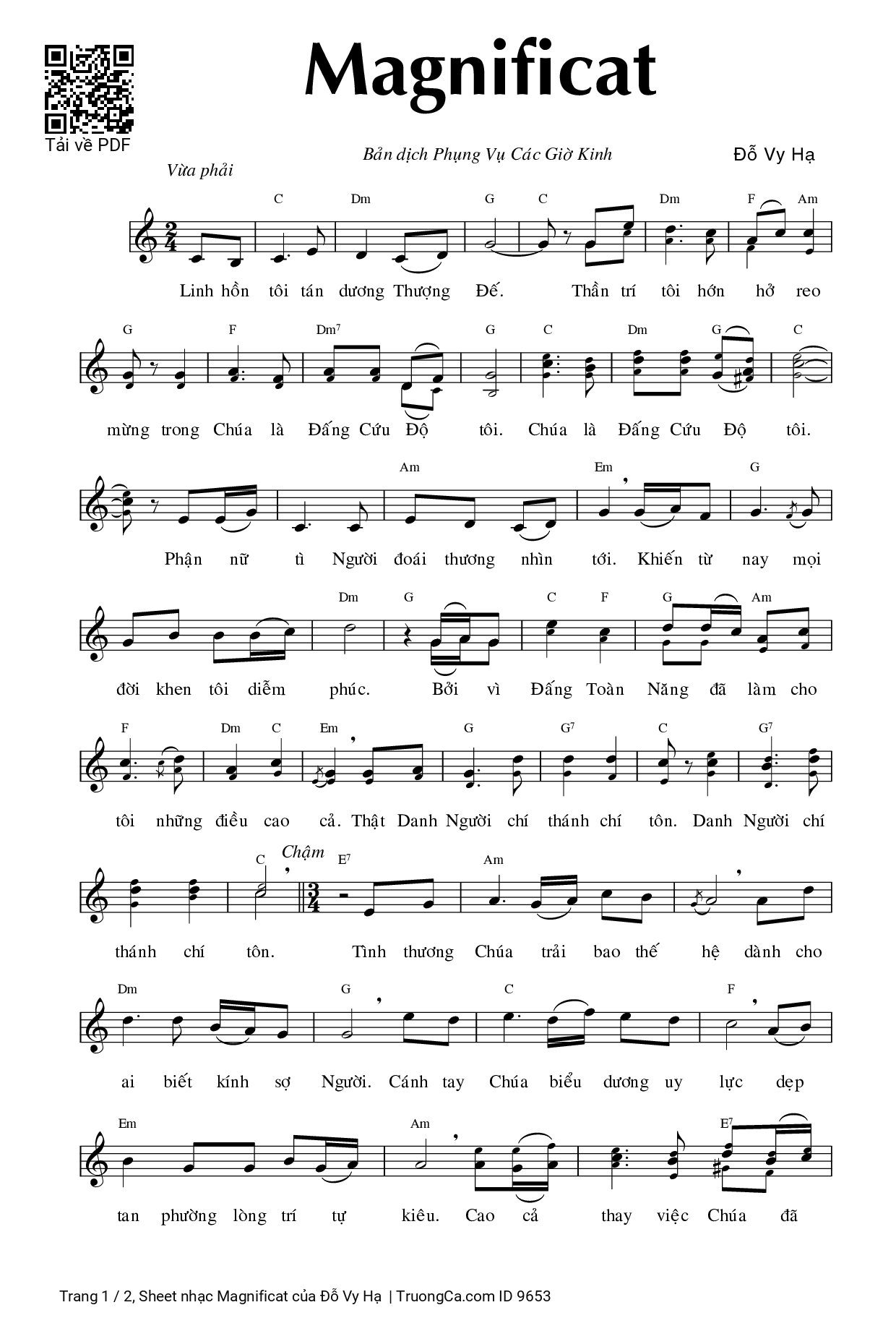 Sheet PDF of Magnificat - Đỗ Vy Hạ