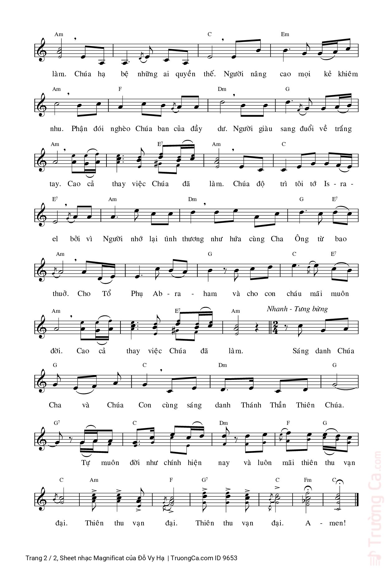 Page 2 of Sheet music PDF Magnificat - Đỗ Vy Hạ