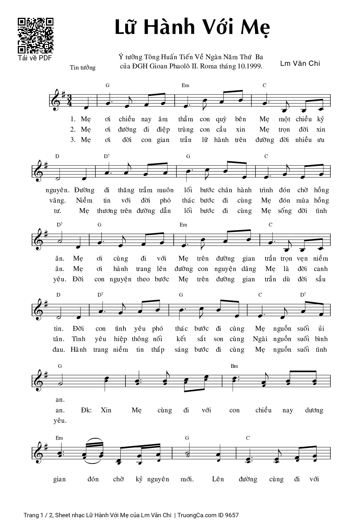 Sheet PDF of Lữ Hành Với Mẹ