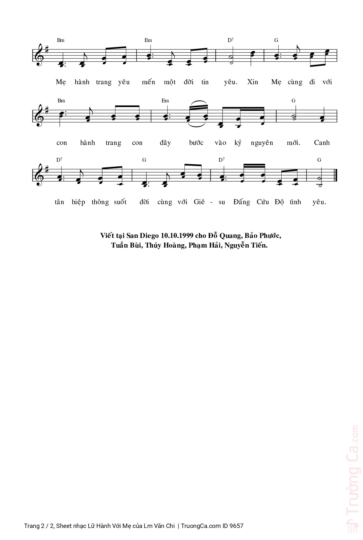 Page 2 of Sheet music PDF Lữ Hành Với Mẹ - Lm Văn Chi
