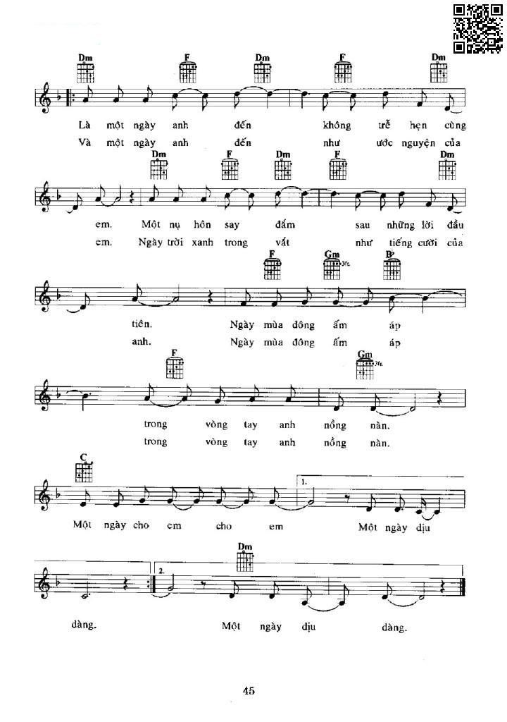 Page 2 of Sheet music PDF Cho em một ngày - Dương Thụ