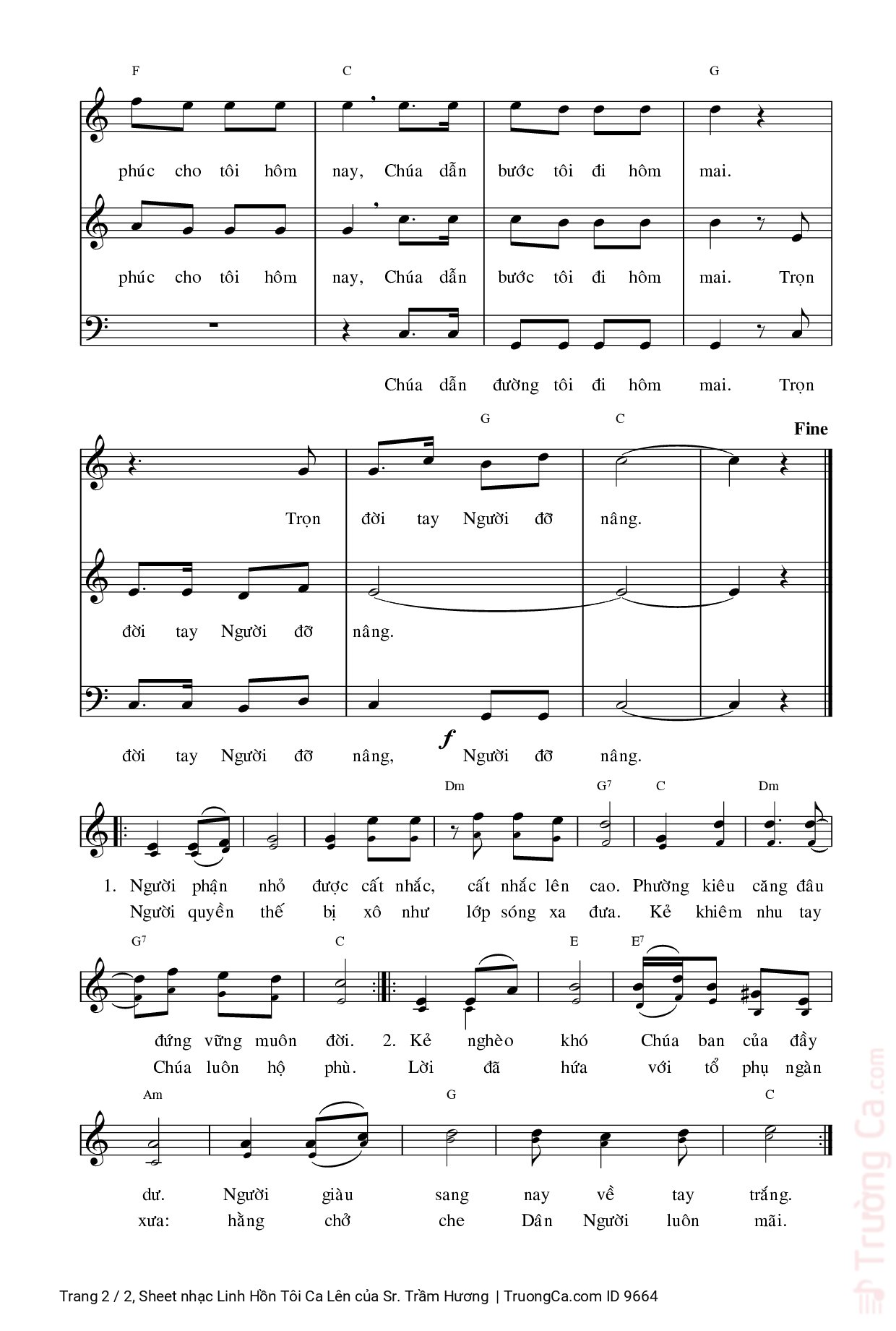 Page 2 of Sheet music PDF Linh Hồn Tôi Ca Lên - Sr. Trầm Hương