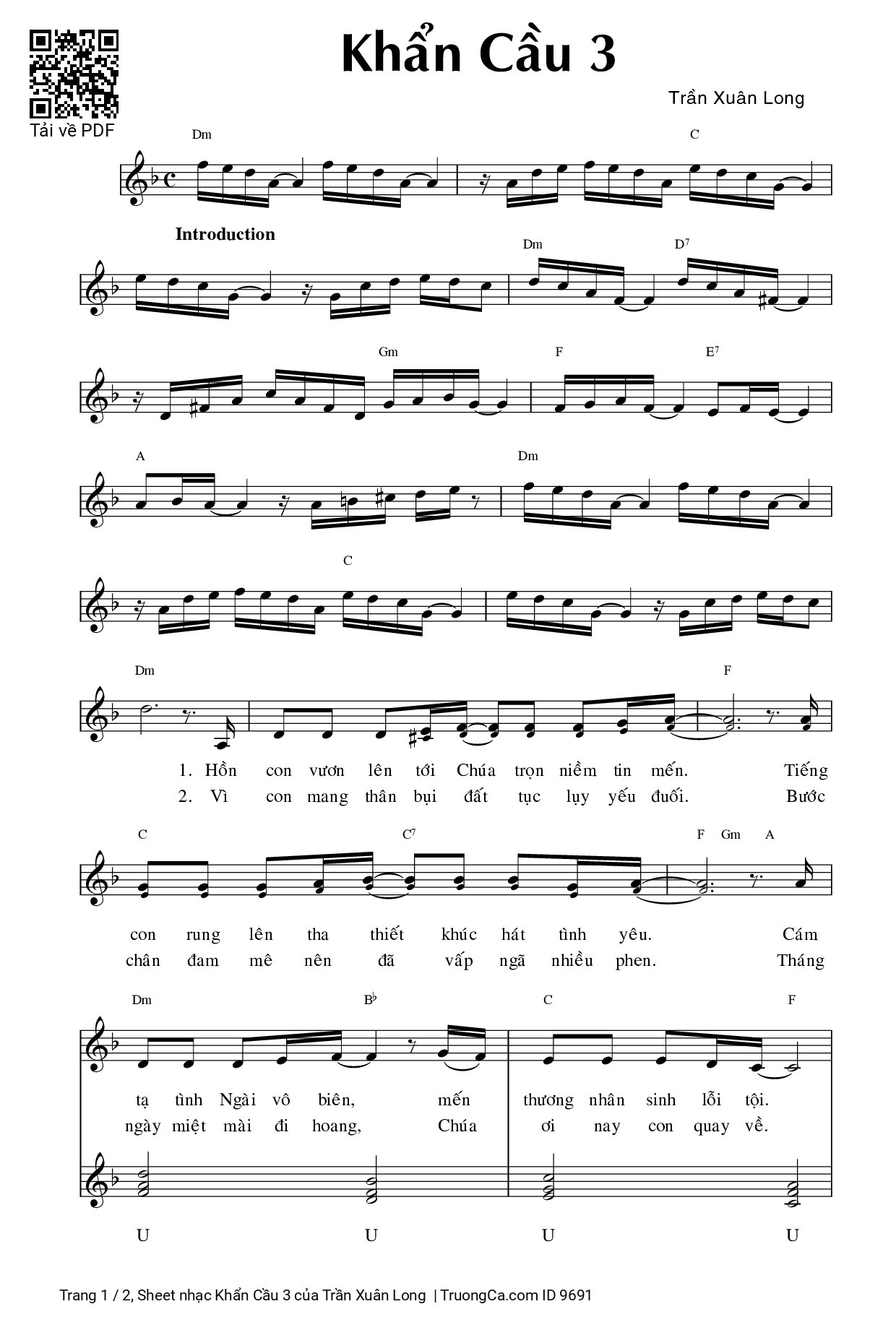 Sheet PDF of Khẩn Cầu 3 - Trần Xuân Long