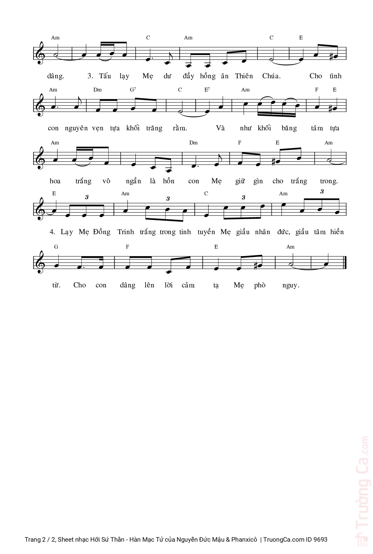 Hỡi sứ thần Ga bri el của Thiên Chúa Khi người đến truyền tin cho Đức Ma ri a, Trang 2