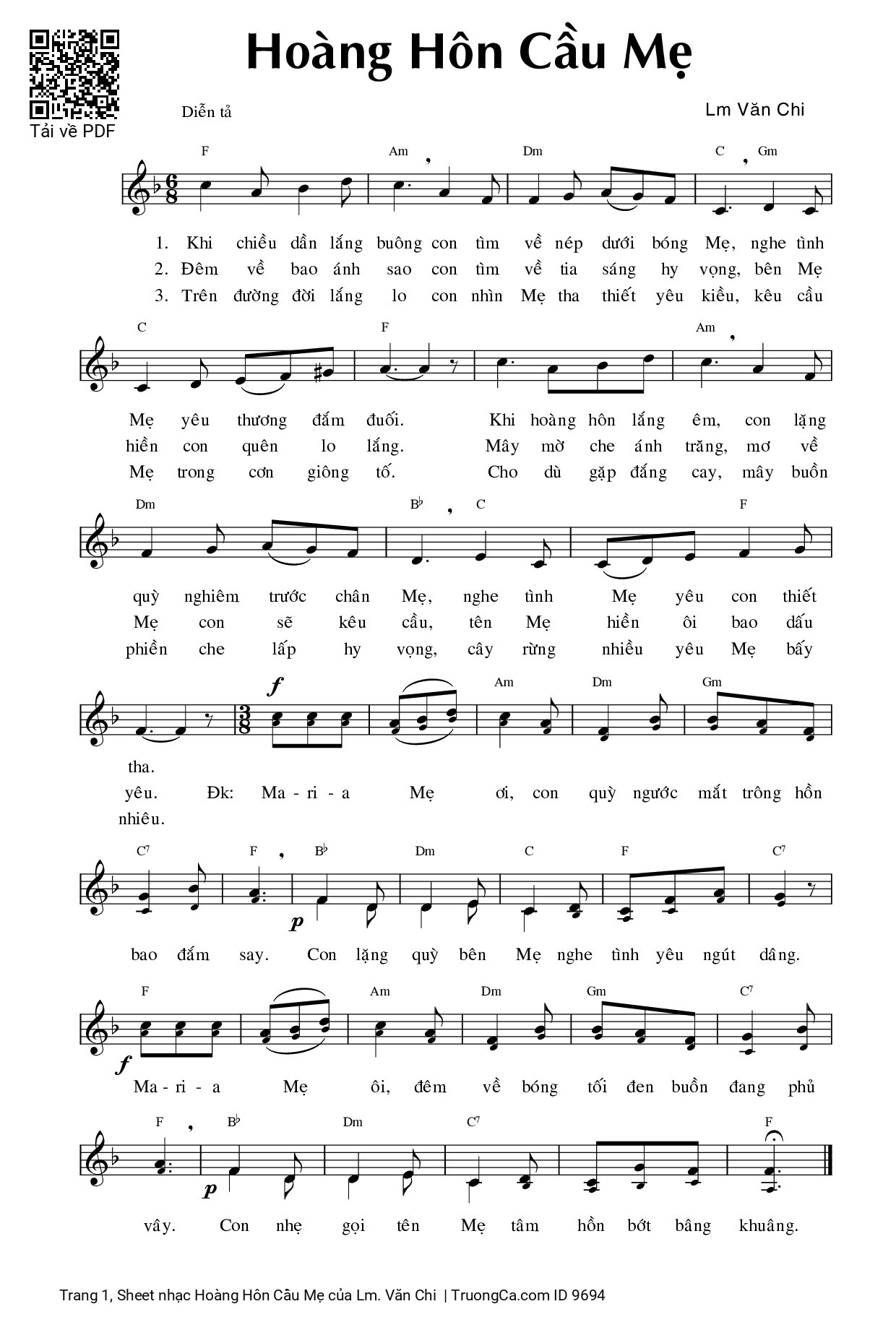 Sheet PDF of Hoàng Hôn Cầu Mẹ