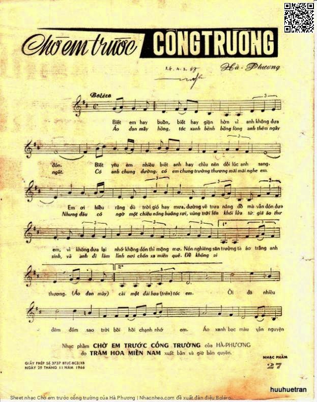 Page 2 of Sheet music PDF Chờ em trước cổng trường - Hà Phương