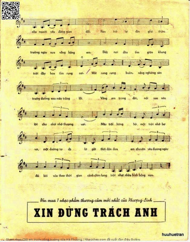 Page 3 of Sheet music PDF Chờ em trước cổng trường - Hà Phương