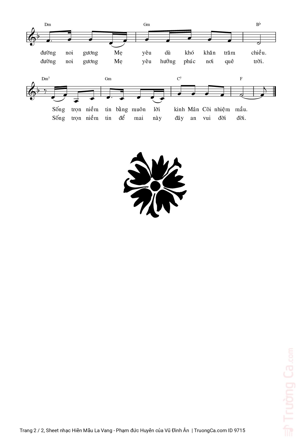 Page 2 of Sheet music PDF Hiền Mẫu La Vang - Phạm đức Huyến - Vũ Đình Ân