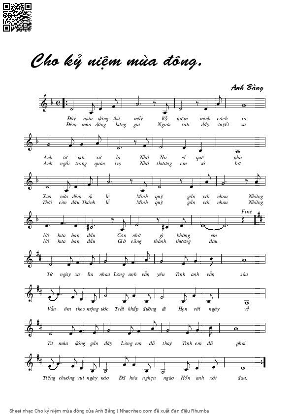 Sheet PDF of Cho kỷ niệm mùa đông