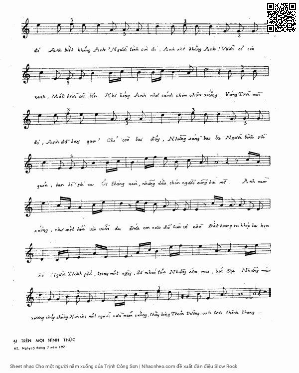 Page 3 of Sheet music PDF Cho một người nằm xuống - Trịnh Công Sơn