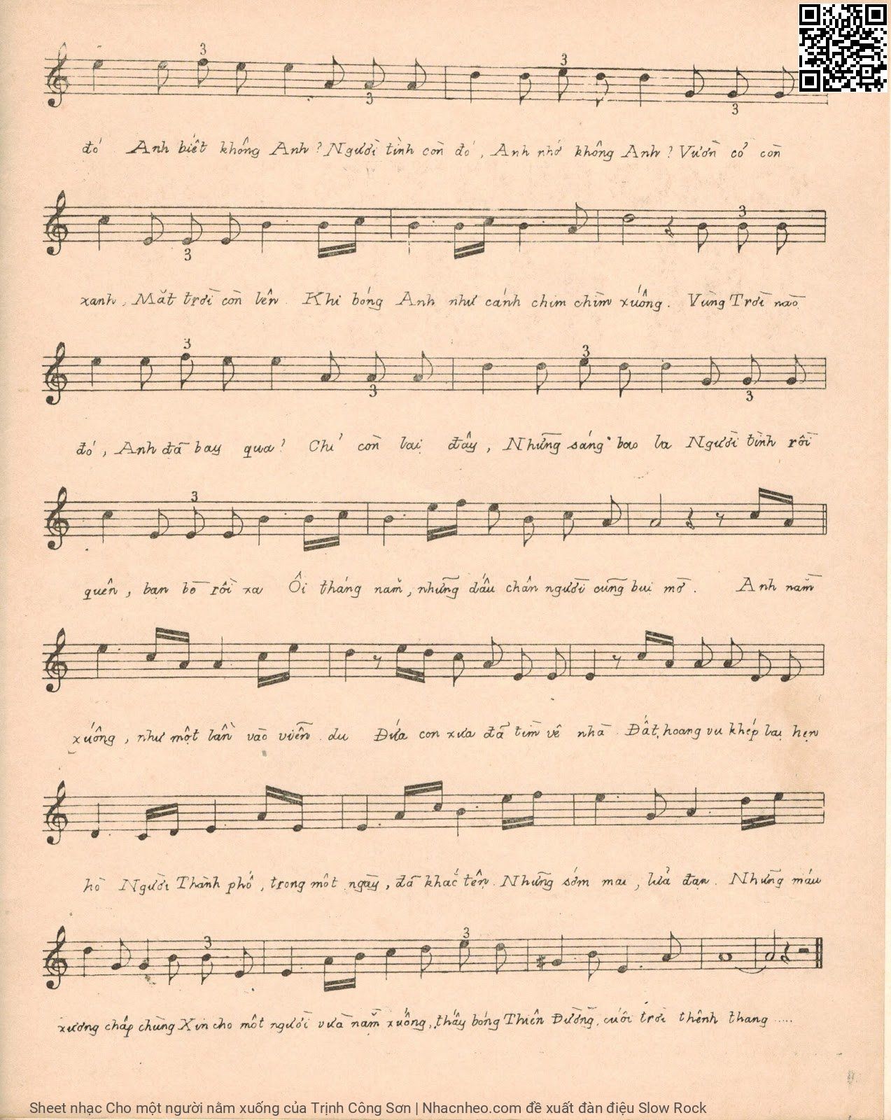 Page 6 of Sheet music PDF Cho một người nằm xuống - Trịnh Công Sơn