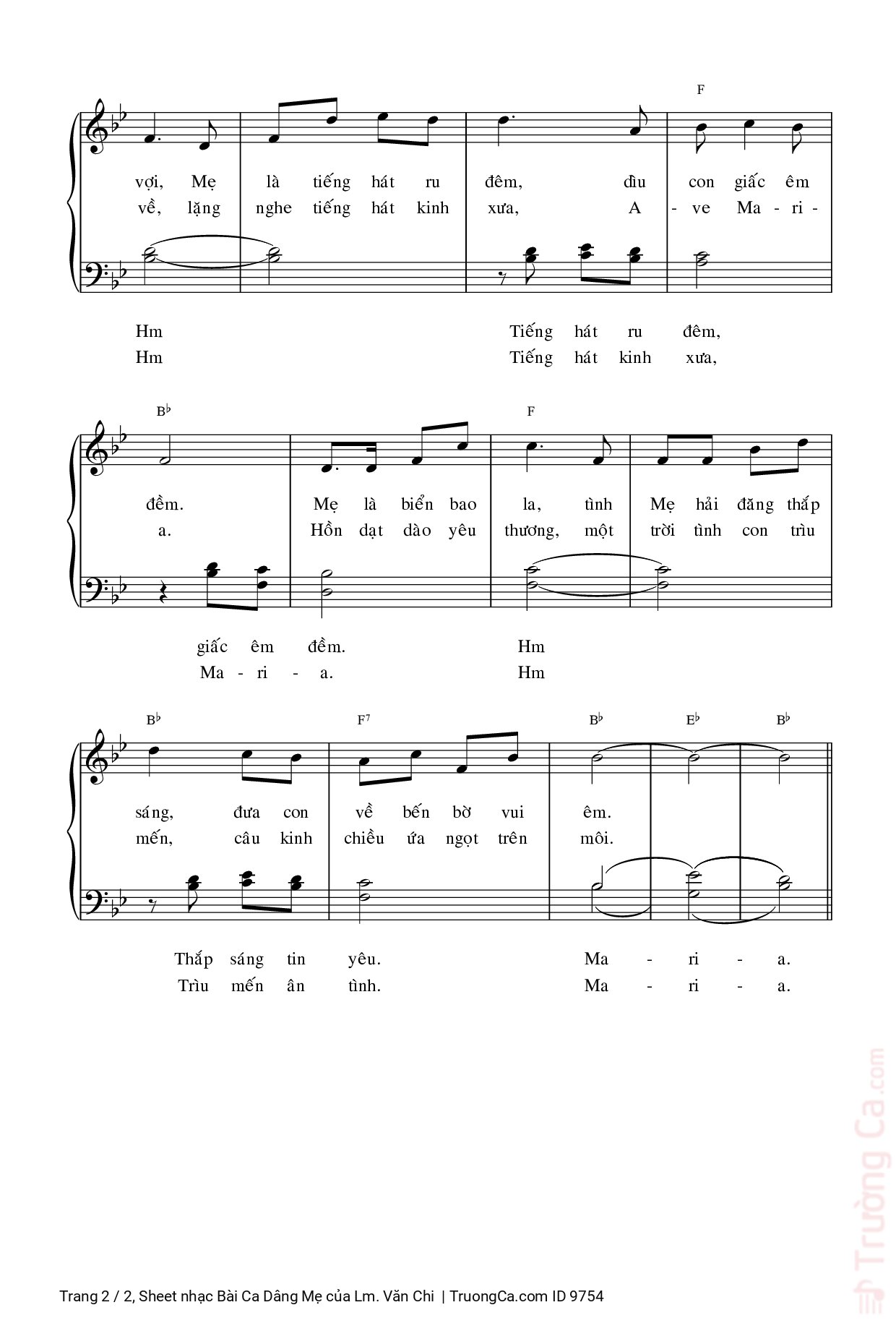 Page 2 of Sheet music PDF Bài Ca Dâng Mẹ - Lm. Văn Chi