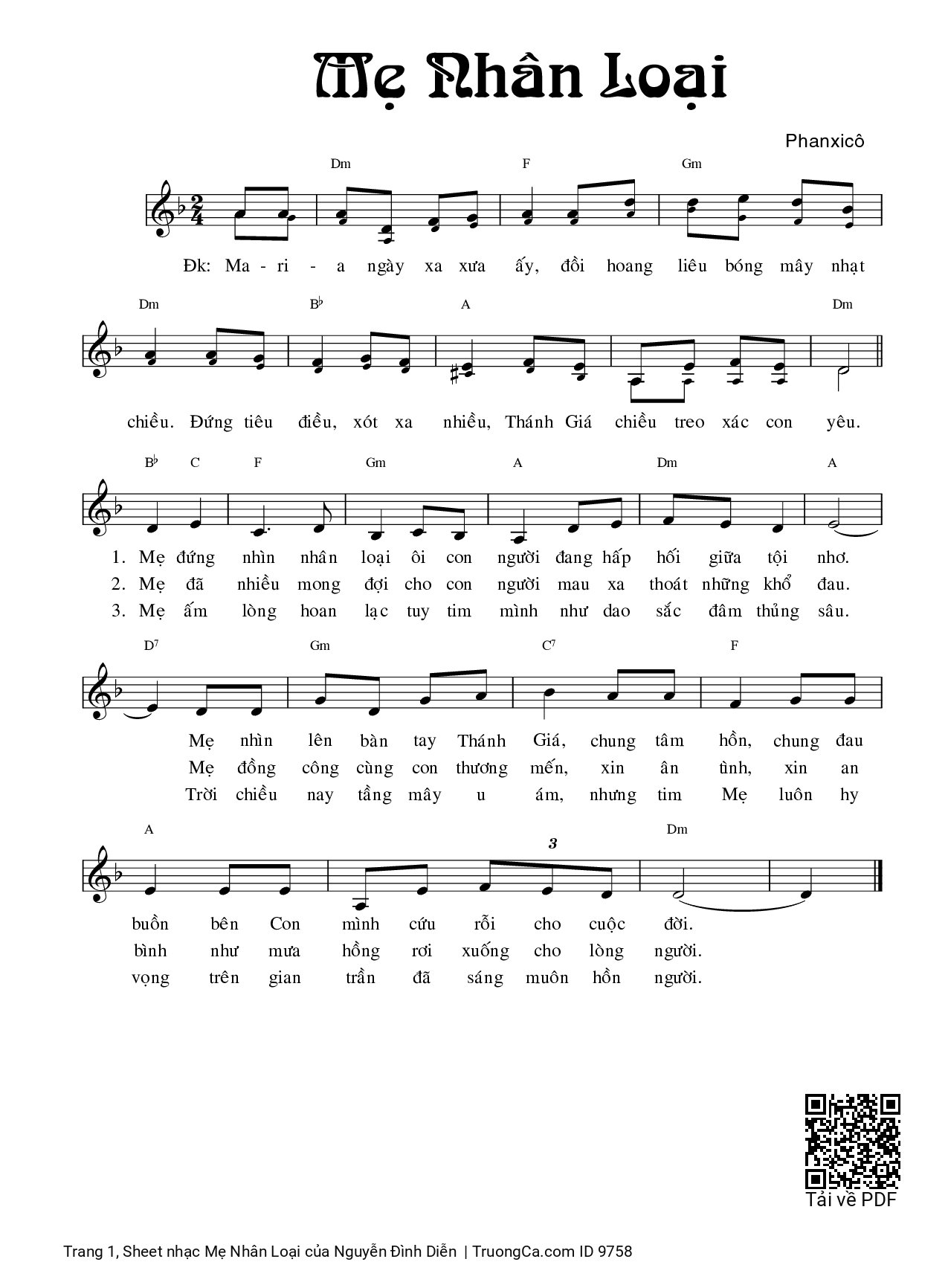 Sheet PDF of Mẹ Nhân Loại