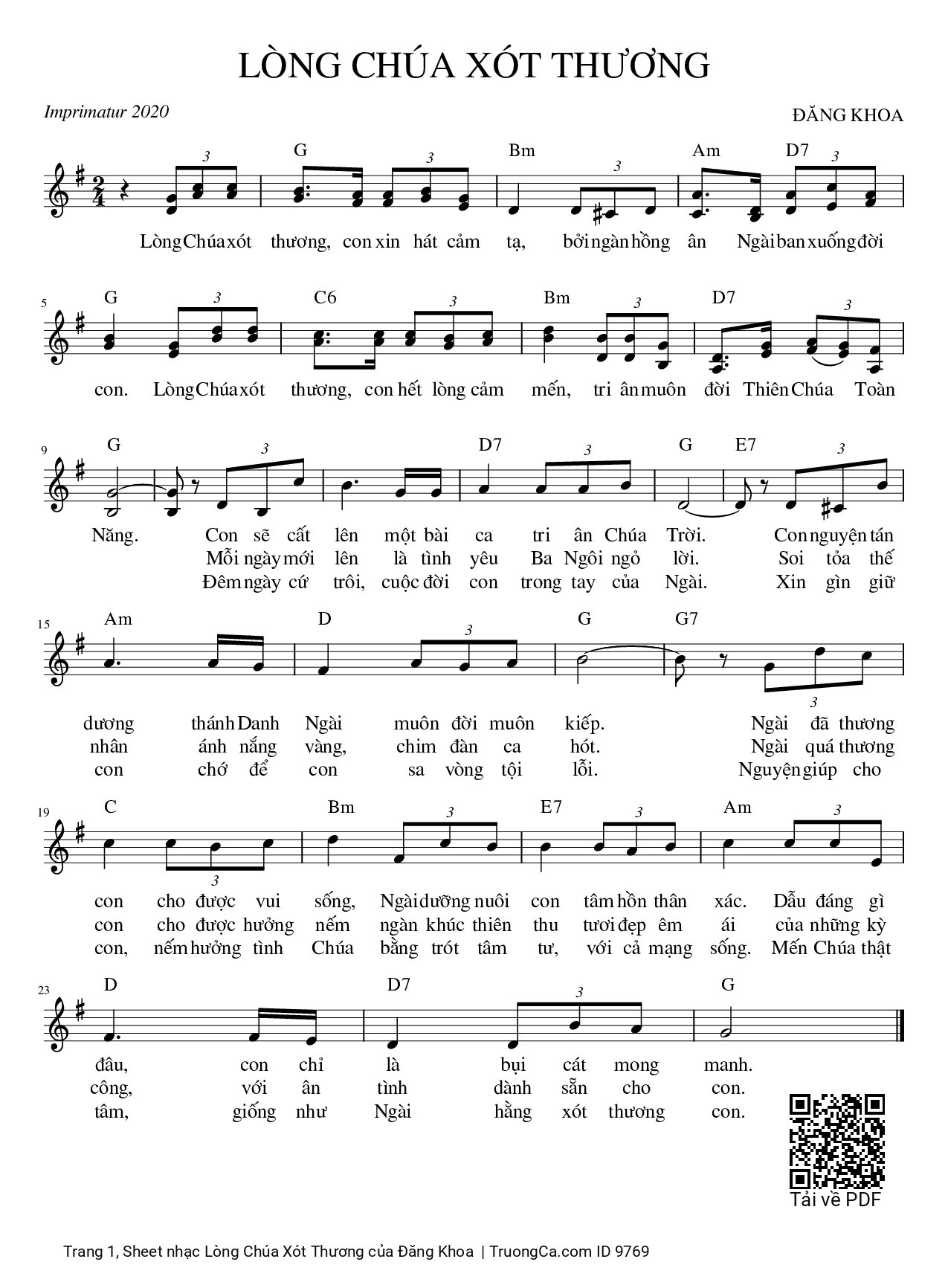 Sheet PDF of Lòng Chúa Xót Thương