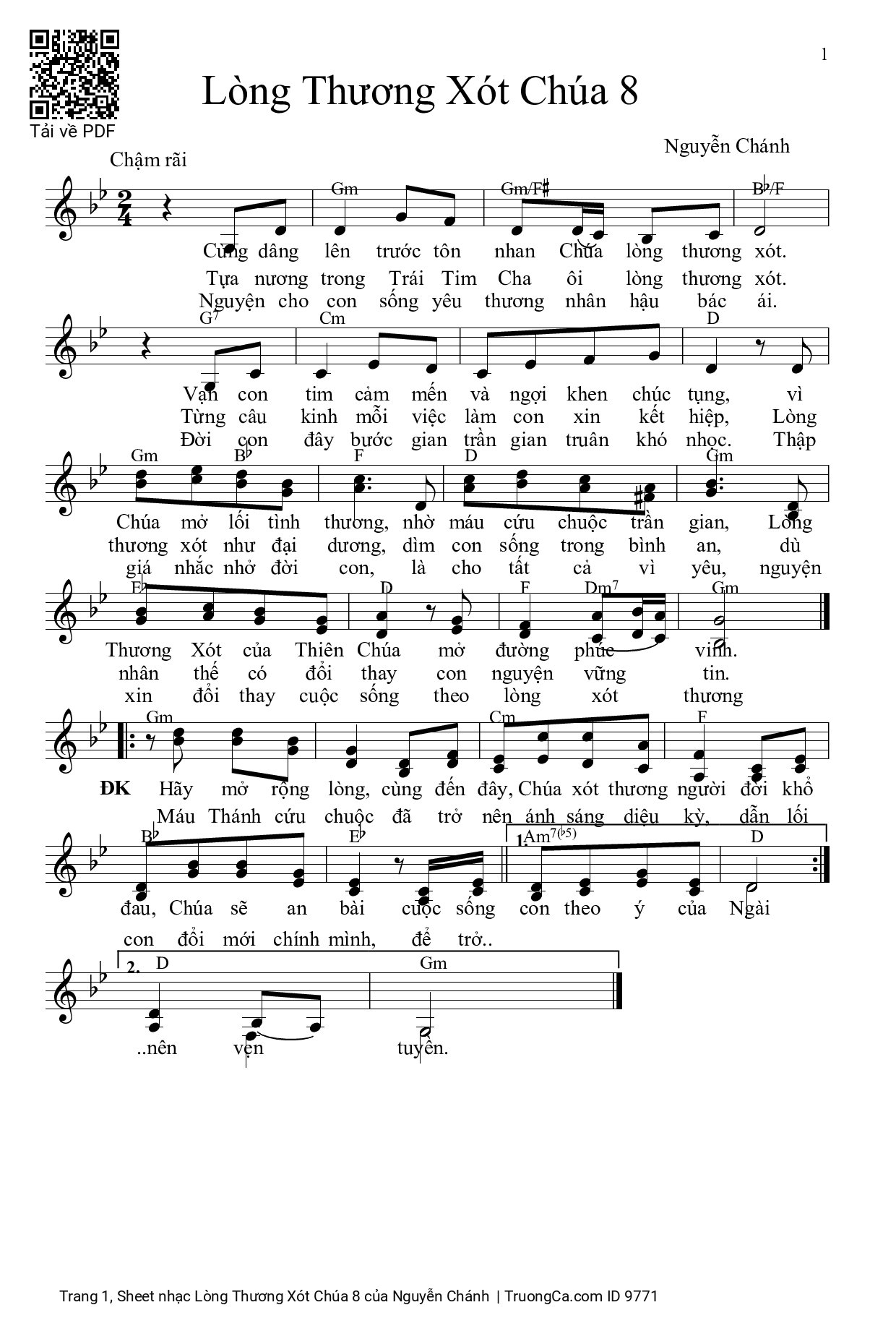 Sheet PDF of Lòng Thương Xót Chúa 8