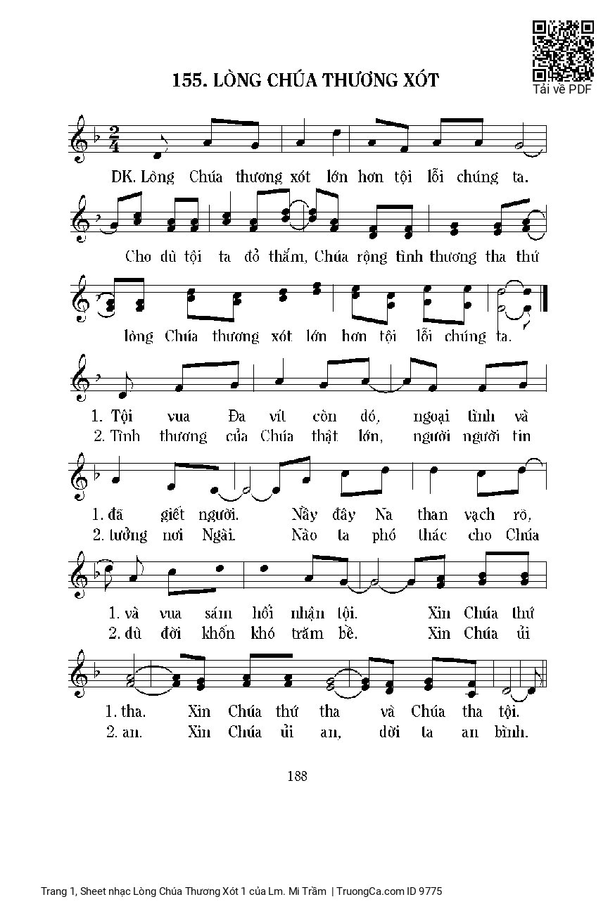 Page 1 of Sheet music PDF Lòng Chúa Thương Xót 1 - Lm. Mi Trầm