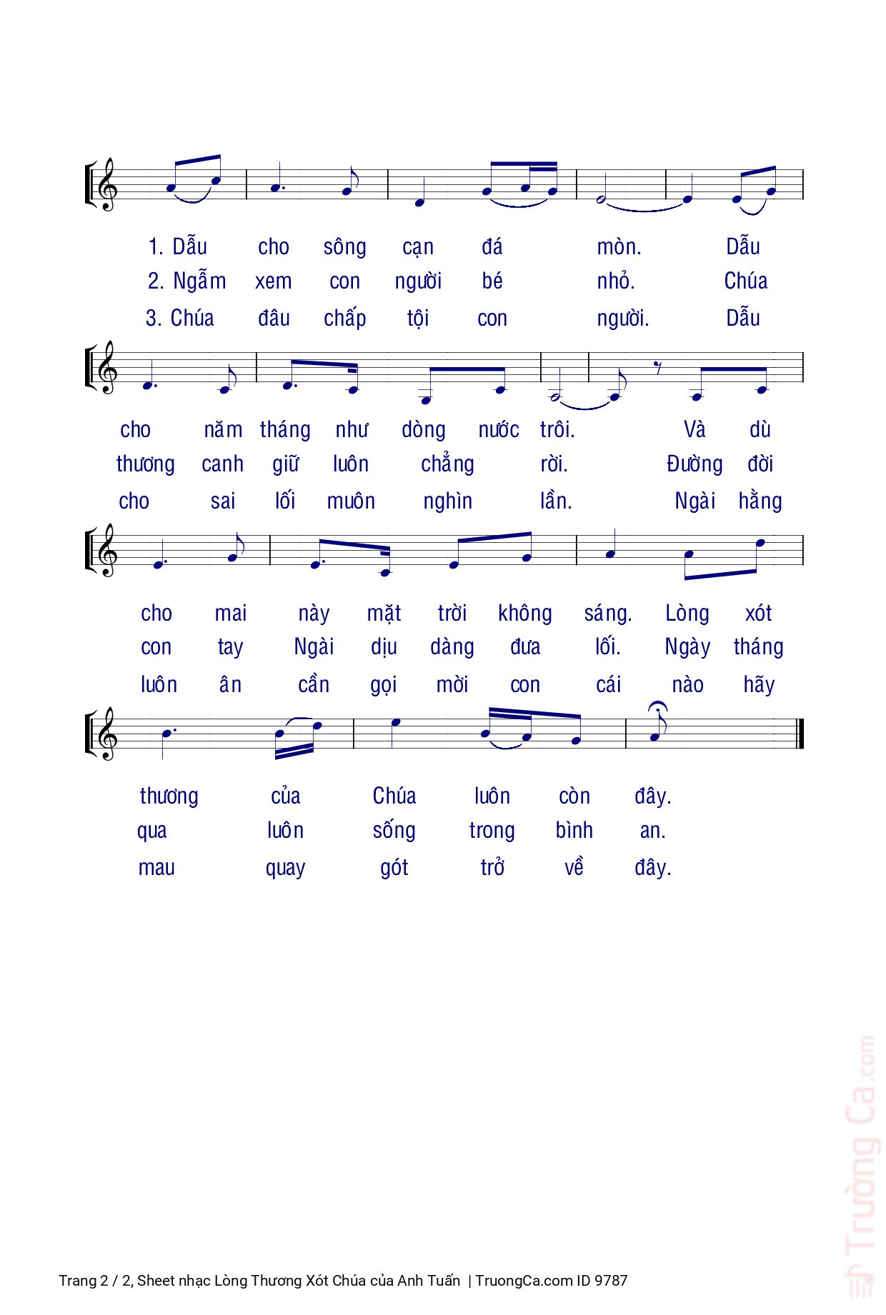 Page 2 of Sheet music PDF Lòng Thương Xót Chúa - Anh Tuấn
