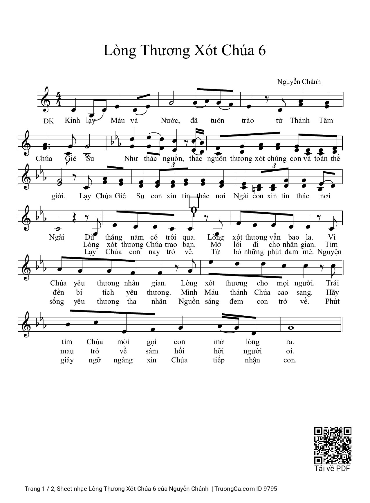 Sheet PDF of Lòng Thương Xót Chúa 6
