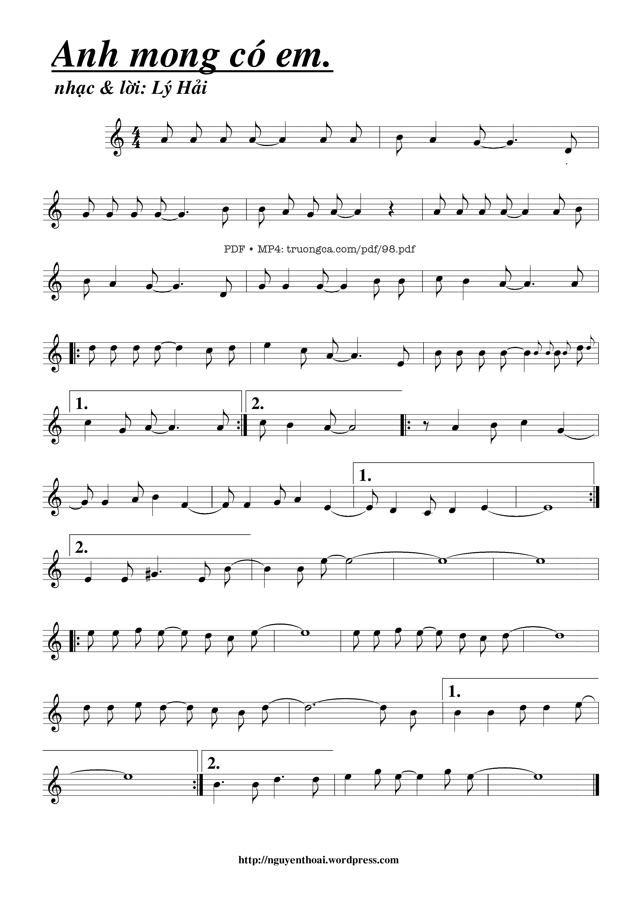 Sheet PDF of Anh mong có em