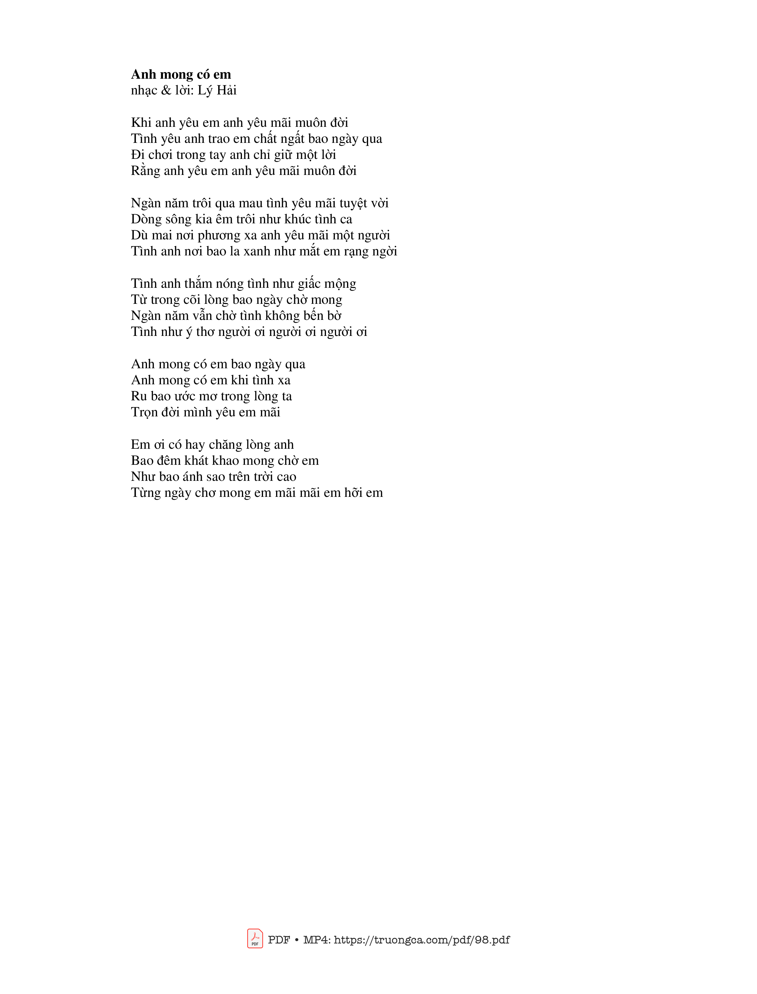 Page 2 of Sheet music PDF Anh mong có em - Lý Hải