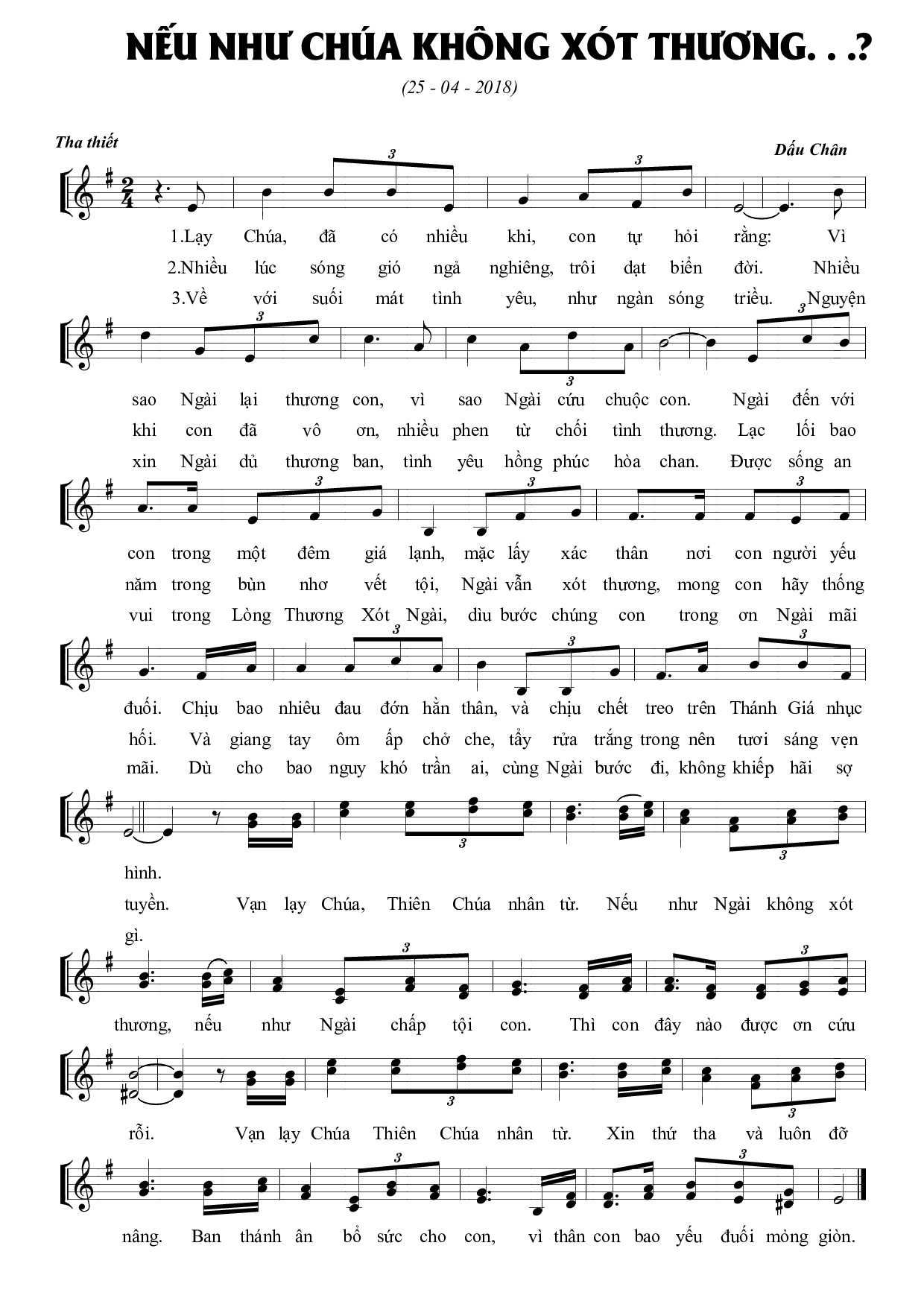 Sheet PDF of Nếu Như Chúa Không Xót Thương...?