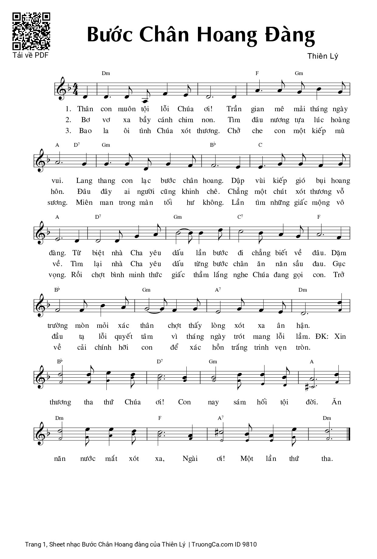 Sheet PDF of Bước Chân Hoang đàng