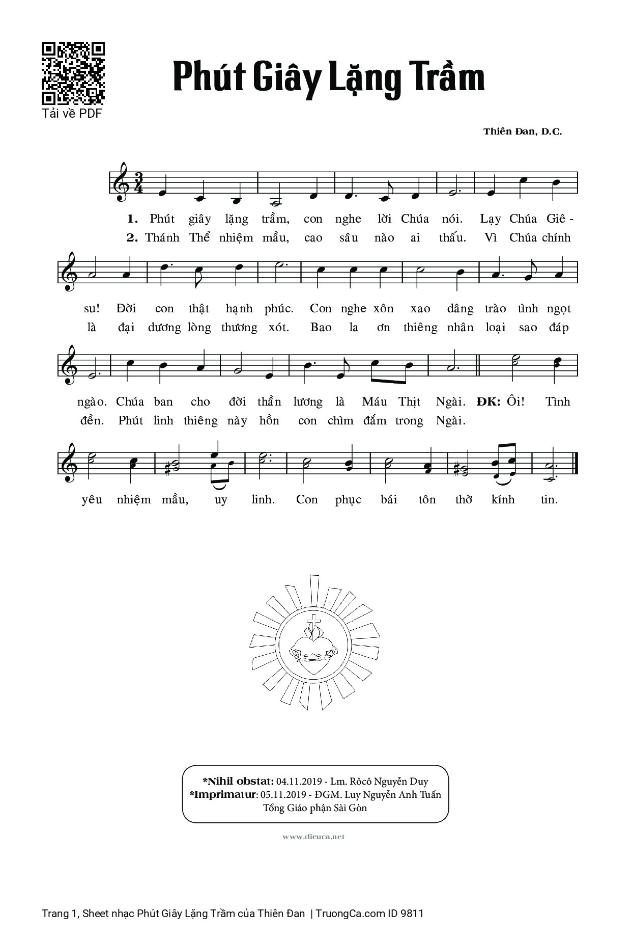 Page 1 of Sheet music PDF Phút Giây Lặng Trầm - Thiên Đan