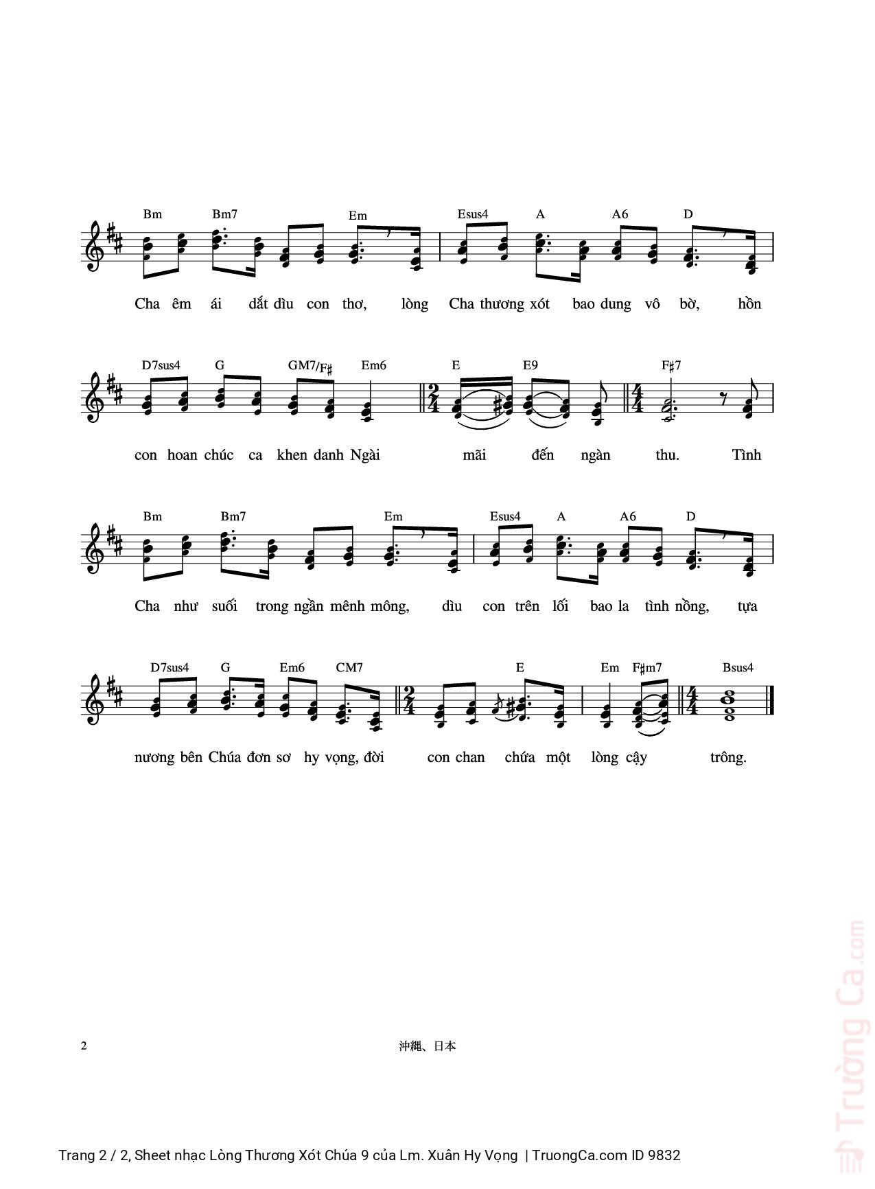 Page 2 of Sheet music PDF Lòng Thương Xót Chúa 9 - Lm. Xuân Hy Vọng