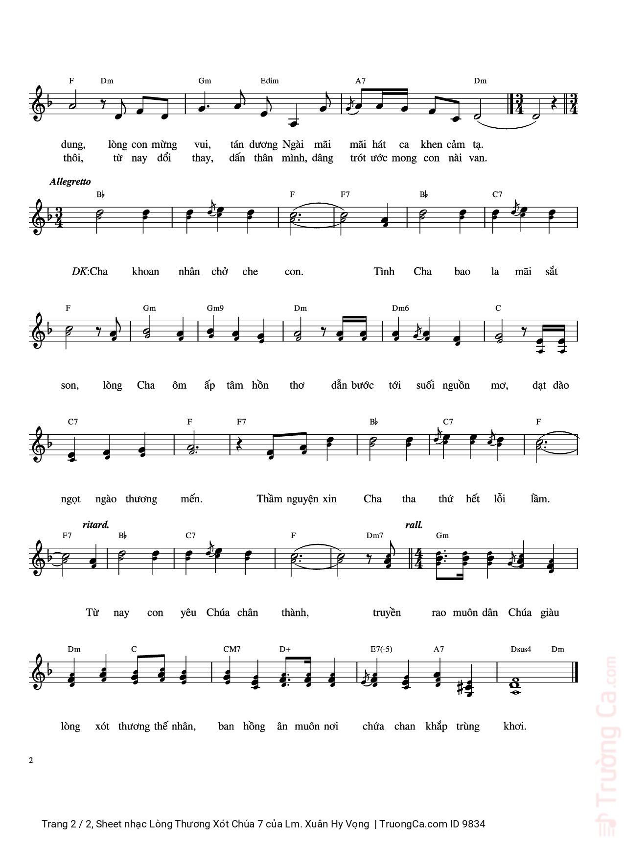 Page 2 of Sheet music PDF Lòng Thương Xót Chúa 7 - Lm. Xuân Hy Vọng