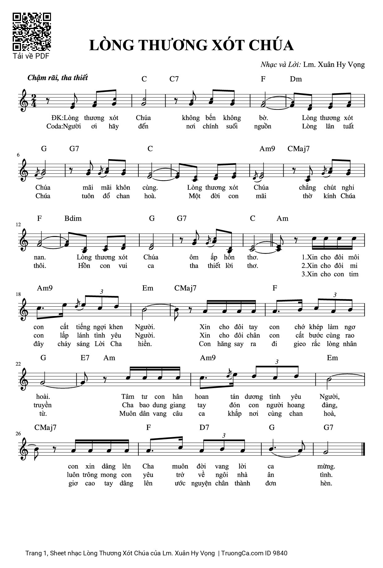 Sheet PDF of Lòng Thương Xót Chúa