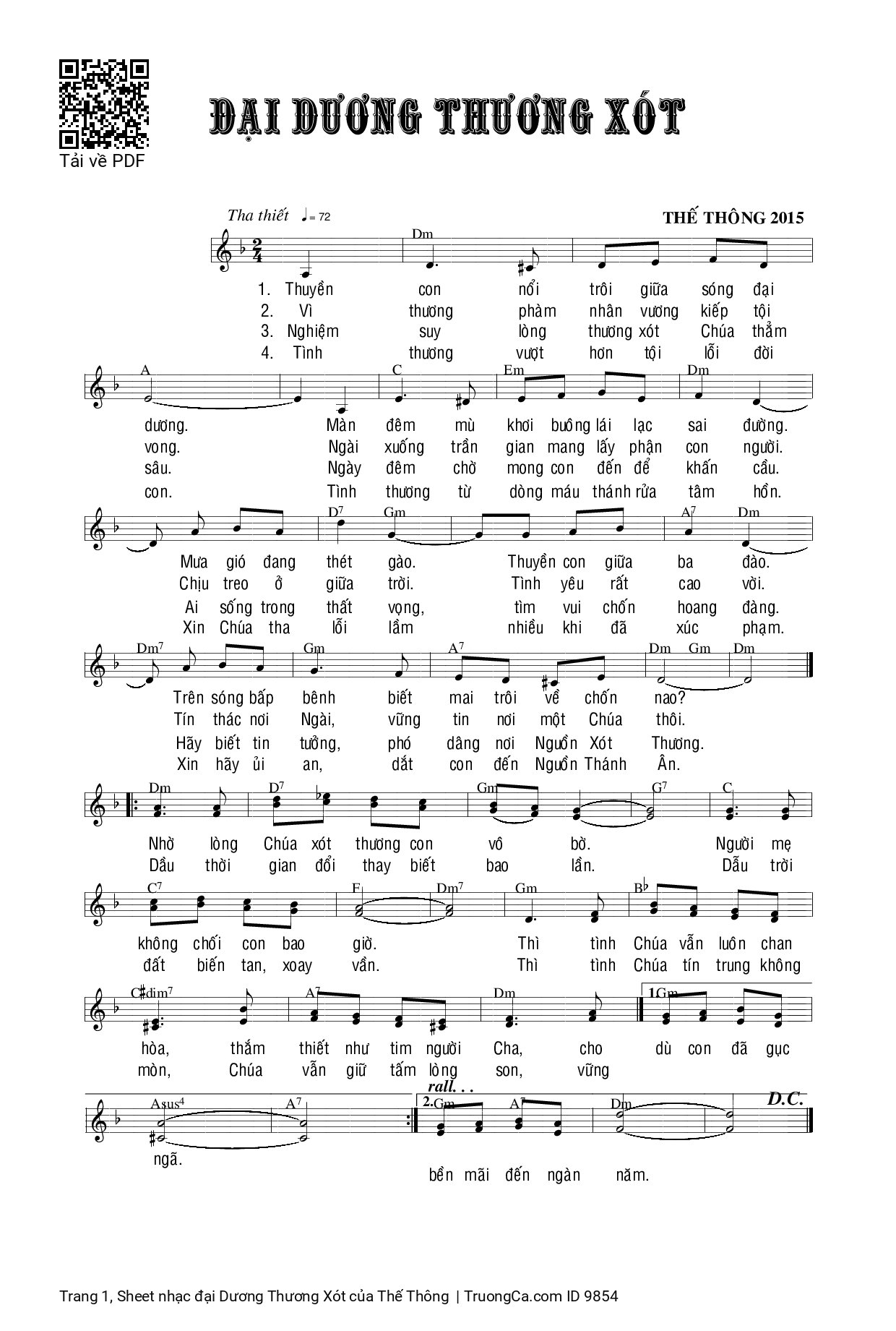 Sheet PDF of đại Dương Thương Xót