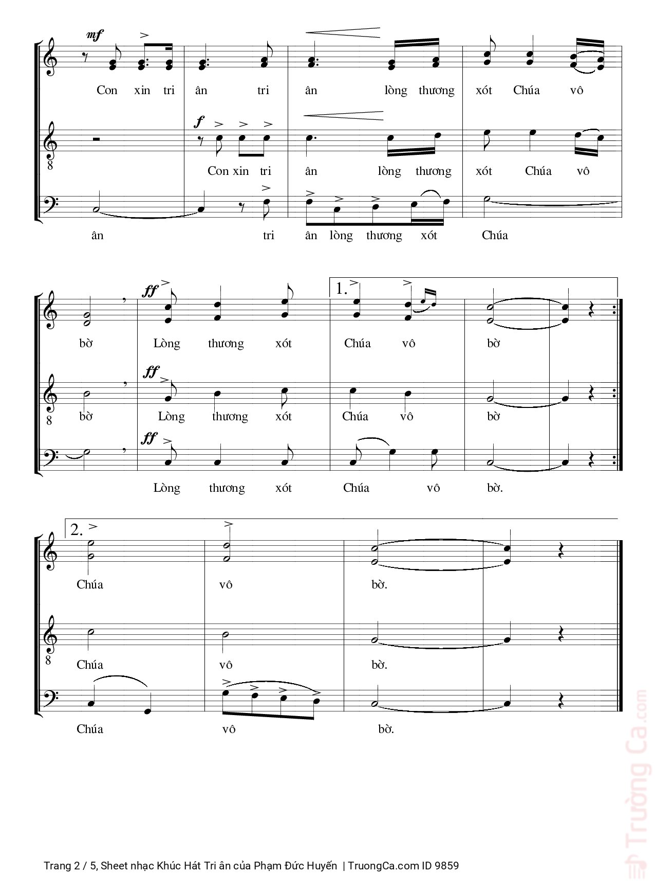 Page 2 of Sheet music PDF Khúc Hát Tri ân - Phạm Đức Huyến