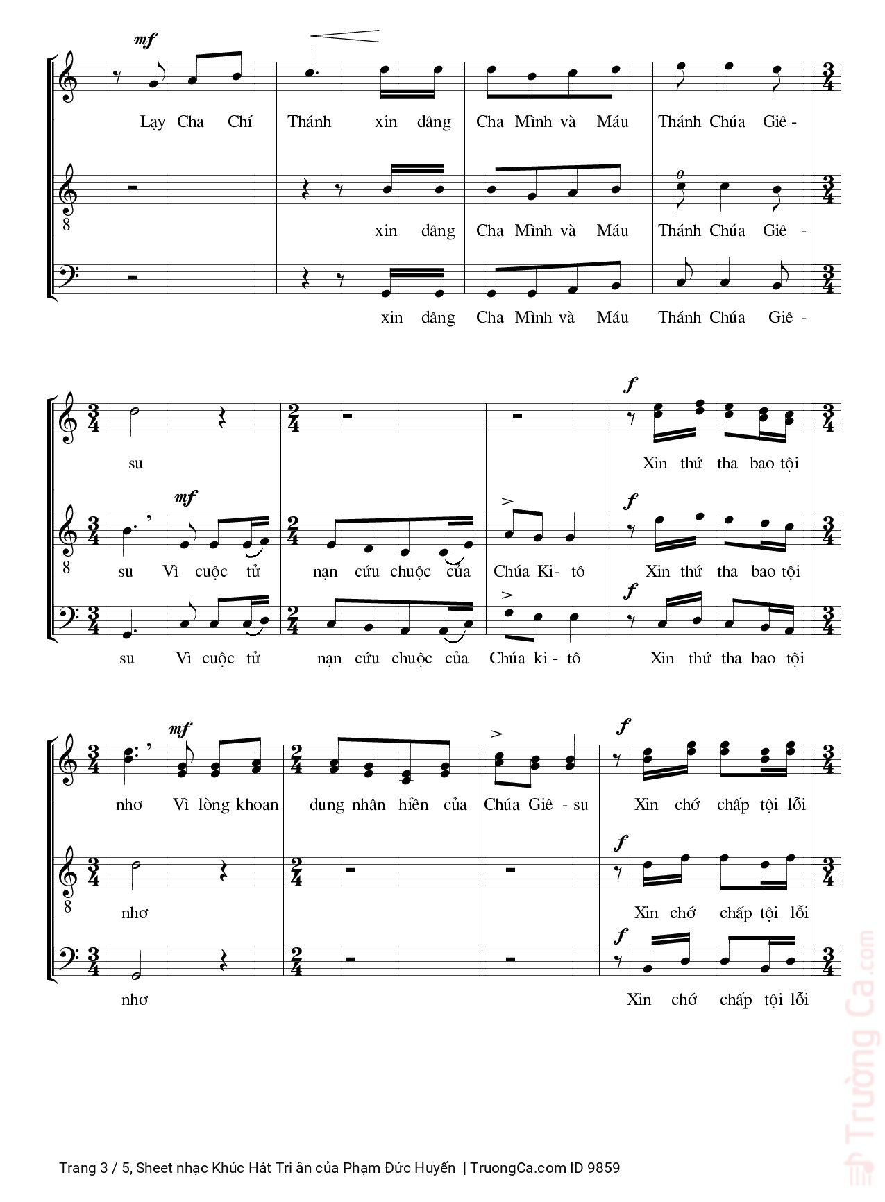 Page 3 of Sheet music PDF Khúc Hát Tri ân - Phạm Đức Huyến